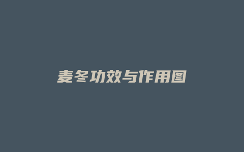 麦冬功效与作用图