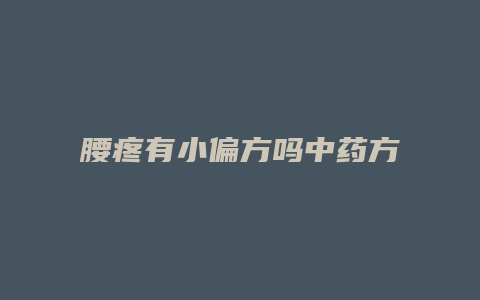 腰疼有小偏方吗中药方