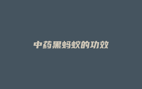 中药黑蚂蚁的功效