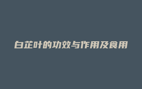 白芷叶的功效与作用及食用方法