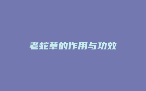 老蛇草的作用与功效
