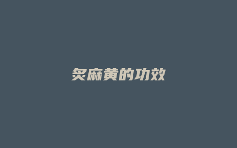 炙麻黄的功效
