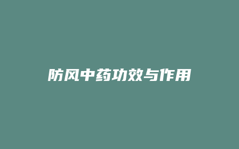 防风中药功效与作用