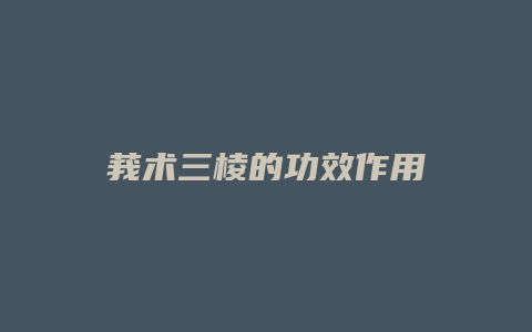 莪术三棱的功效作用