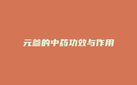 元参的中药功效与作用