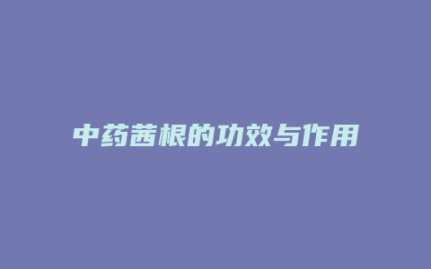 中药茜根的功效与作用