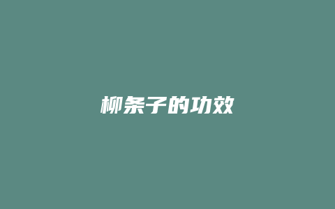 柳条子的功效