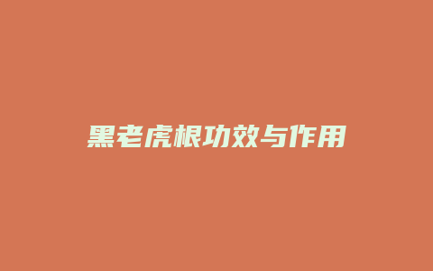 黑老虎根功效与作用