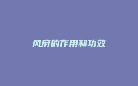 风府的作用和功效
