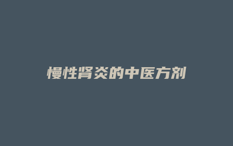 慢性肾炎的中医方剂
