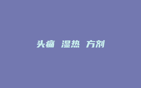 头痛 湿热 方剂
